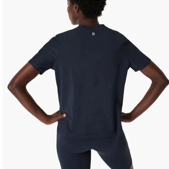 SWEATY BETTY Score Gym T-Shirt Navy with White XL - Picture 3 of 8
